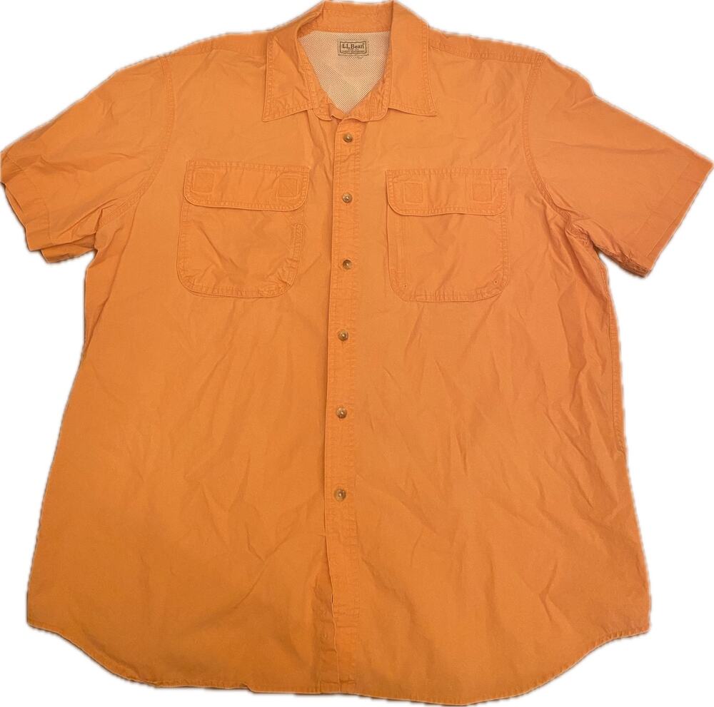 L.L.Bean Men's Vented Fishing Trail Shirt Orange Utility Hiking Gorpcore Size XL